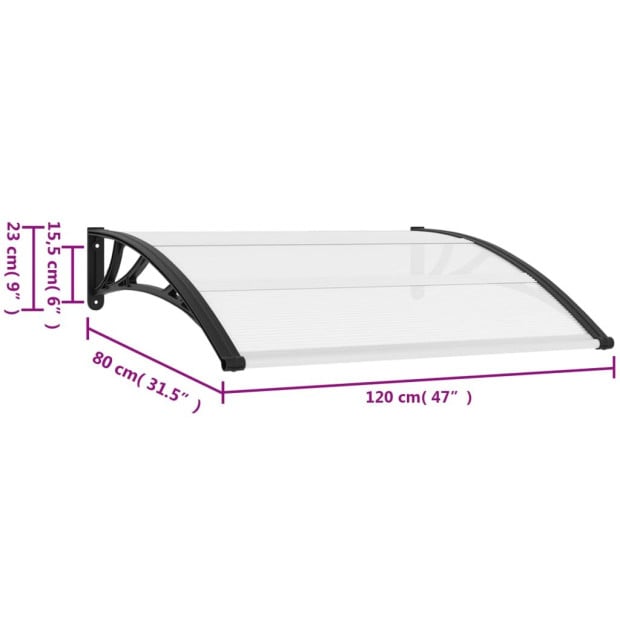 Door Canopy Awning Black And Transparent 120x80cm Image 6