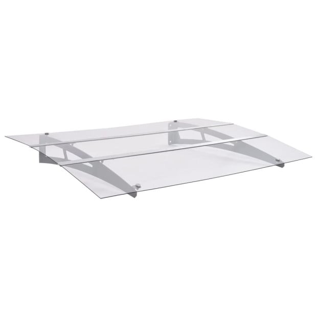 Door Canopy Silver And Transparent 150x90 Cm Polycarbonate