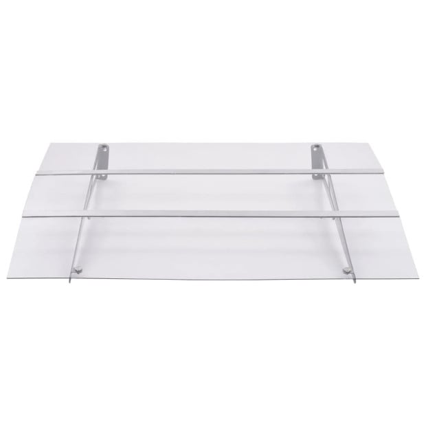 Door Canopy Silver And Transparent 150x90 Cm Polycarbonate Image 2