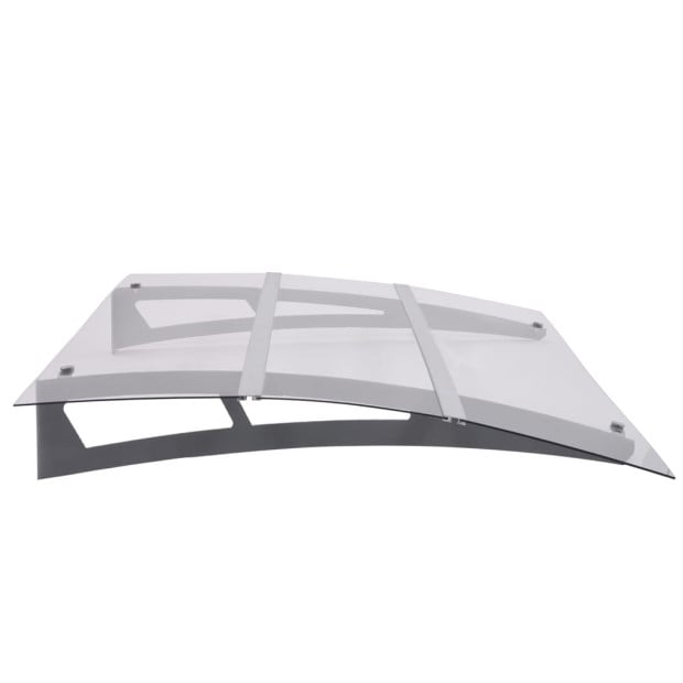 Door Canopy Silver And Transparent 150x90 Cm Polycarbonate Image 3
