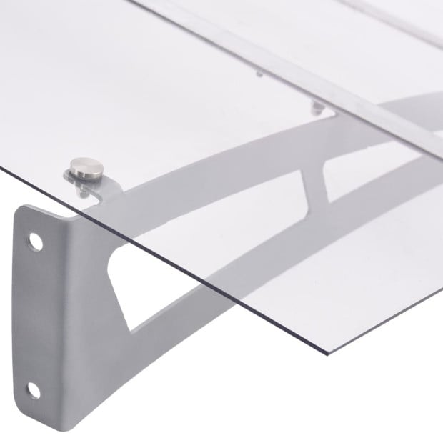 Door Canopy Silver And Transparent 150x90 Cm Polycarbonate Image 4