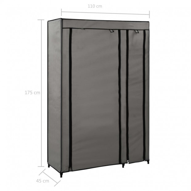 Folding Wardrobe Grey 110x45x175 Cm Fabric Image 7