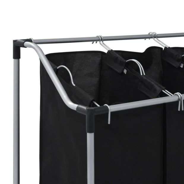 Laundry Sorter With 3 Bags Black Steel Image 4