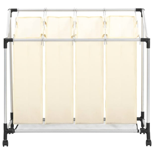 Laundry Sorter With 4 Bags Cream Steel Image 2