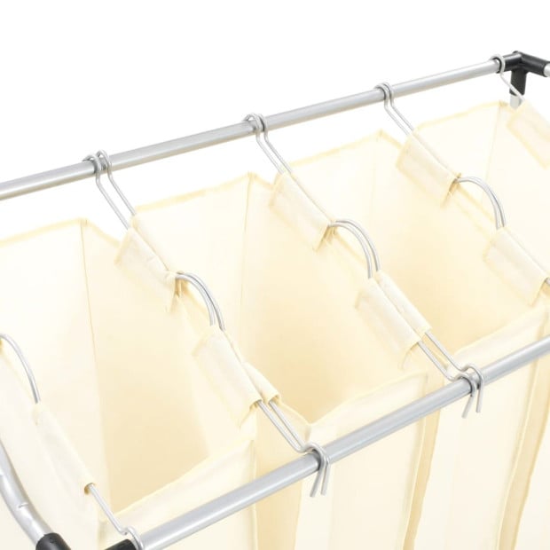 Laundry Sorter With 4 Bags Cream Steel Image 4