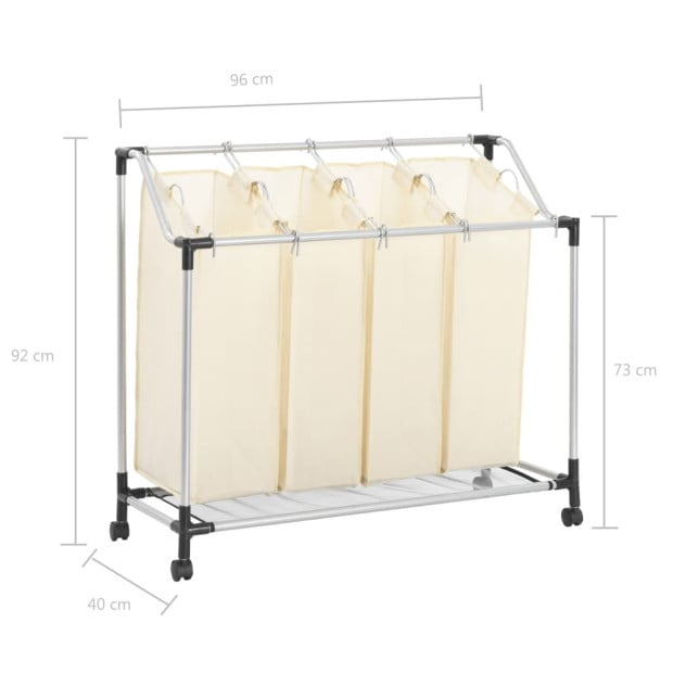 Laundry Sorter With 4 Bags Cream Steel Image 6