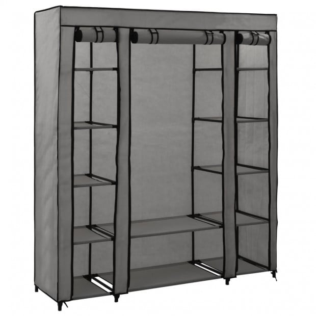 Wardrobe With Compartments And Rods Grey 150x45x176 Cm Fabric