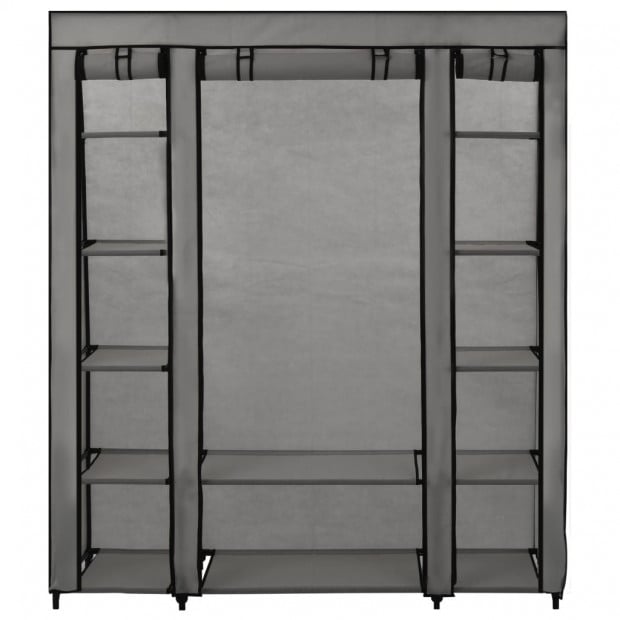 Wardrobe With Compartments And Rods Grey 150x45x176 Cm Fabric Image 2