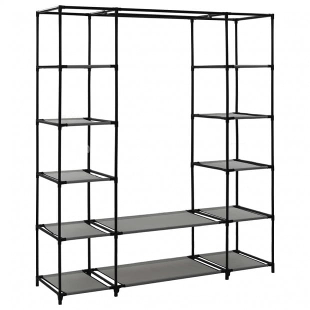 Wardrobe With Compartments And Rods Grey 150x45x176 Cm Fabric Image 5