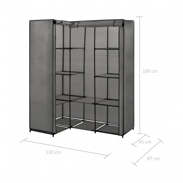 Corner Wardrobe Grey 130x87x169 Cm Image 6