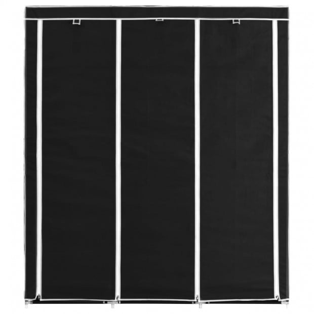 Wardrobe With Compartments And Rods Black 150x45x175 Cm Fabric Image 5