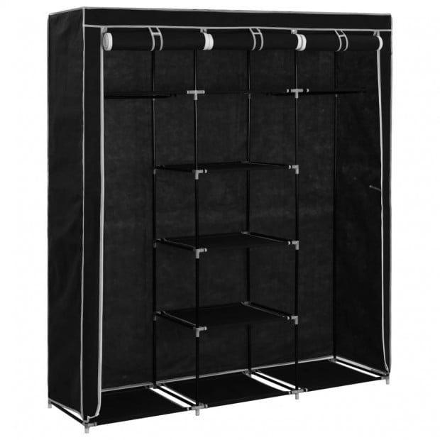 Wardrobe With Compartments And Rods Black 150x45x175 Cm Fabric Image 6
