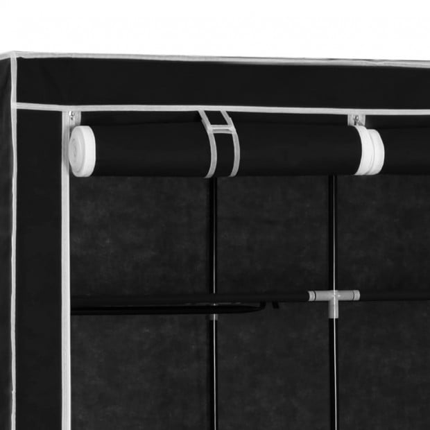 Wardrobe With Compartments And Rods Black 150x45x175 Cm Fabric Image 7