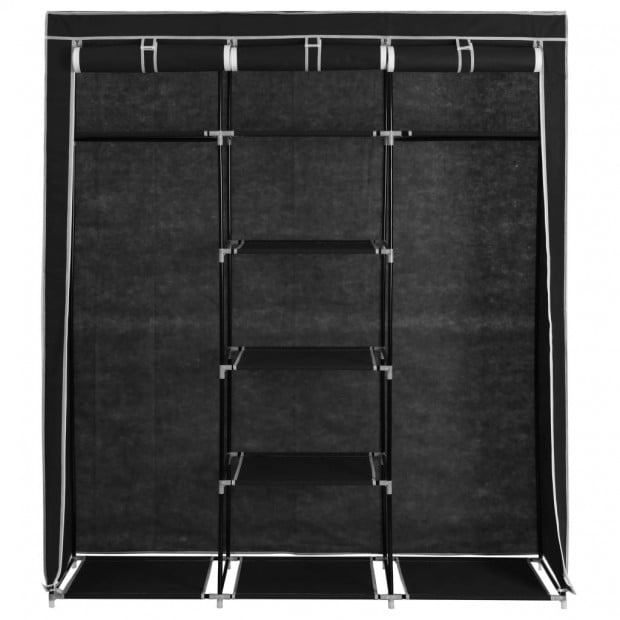 Wardrobe With Compartments And Rods Black 150x45x175 Cm Fabric Image 8
