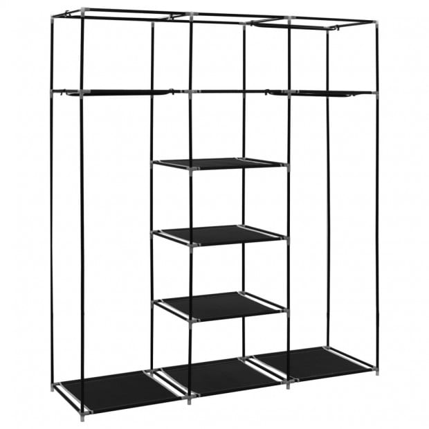 Wardrobe With Compartments And Rods Black 150x45x175 Cm Fabric Image 10