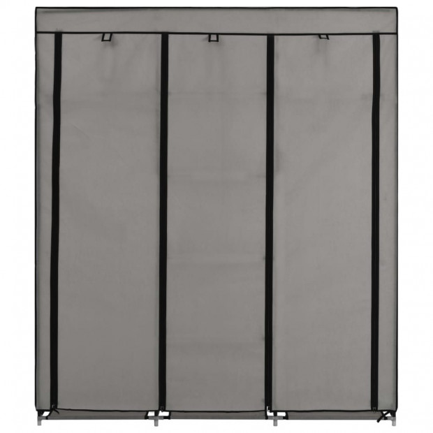 Wardrobe With Compartments And Rods Grey 150x45x175 Cm Fabric Image 4