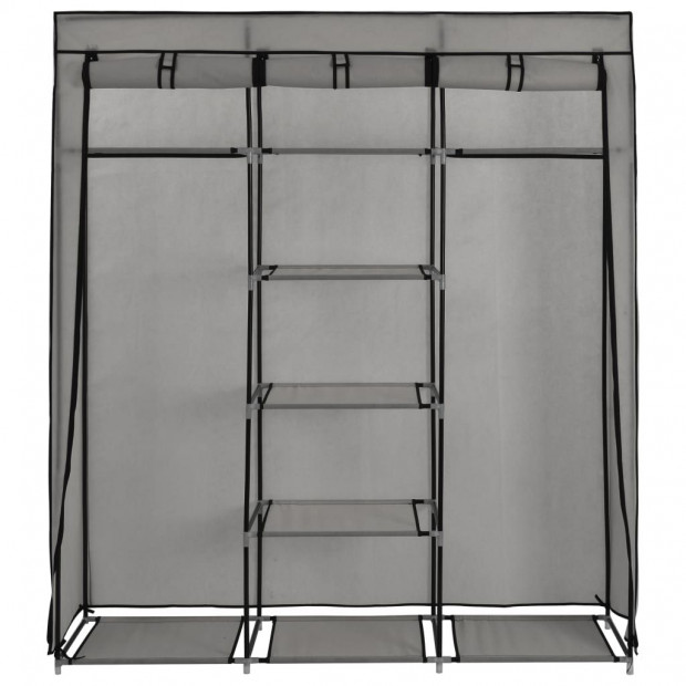 Wardrobe With Compartments And Rods Grey 150x45x175 Cm Fabric Image 6