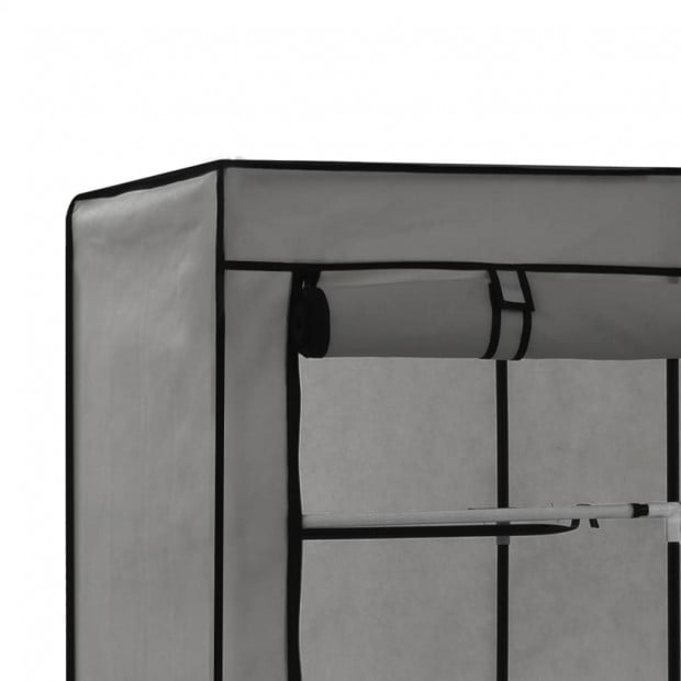 Wardrobe With Compartments And Rods Grey 150x45x175 Cm Fabric Image 7