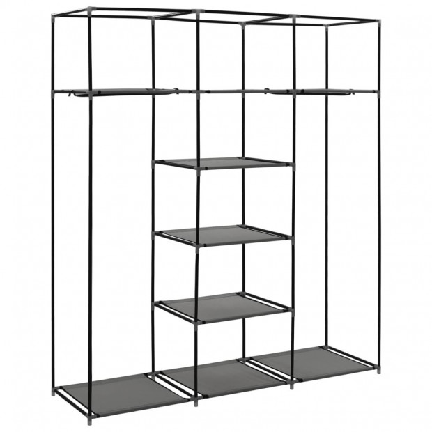 Wardrobe With Compartments And Rods Grey 150x45x175 Cm Fabric Image 9