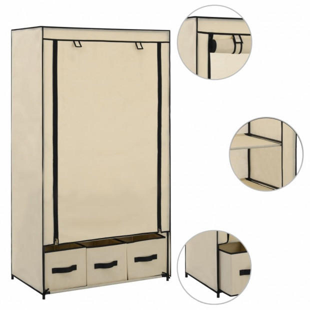 Wardrobe Cream 87x49x159 Cm Fabric Image 2