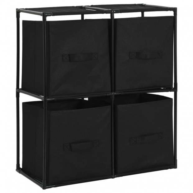 Storage With 4 Fabric Baskets Black 63x30x71 Cm Steel