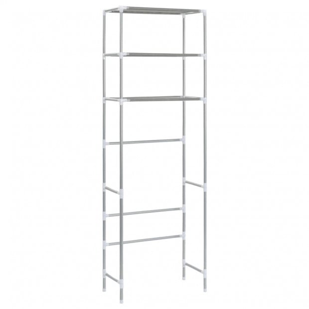 3-tier Storage Rack Over Toilet Silver 53x28x169 Cm Image 4