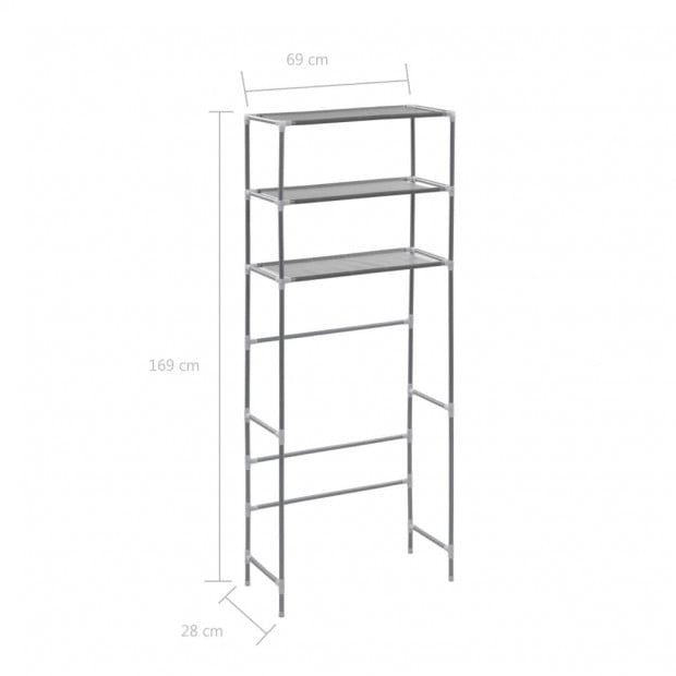 3-tier Storage Rack Over Laundry Machine Silver 69x28x169 Cm Image 8