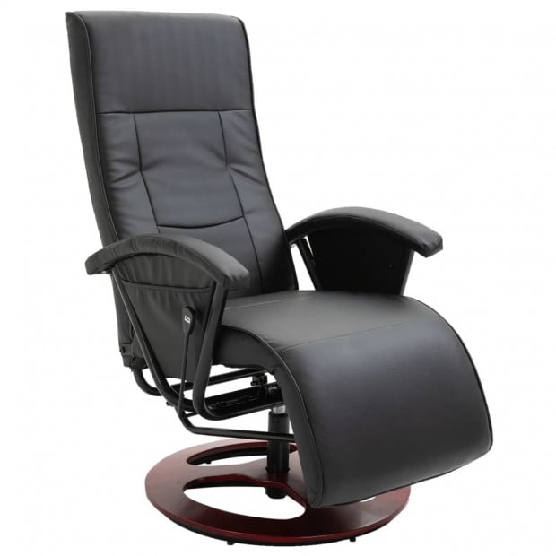 Swivel Tv Armchair Black Faux Leather