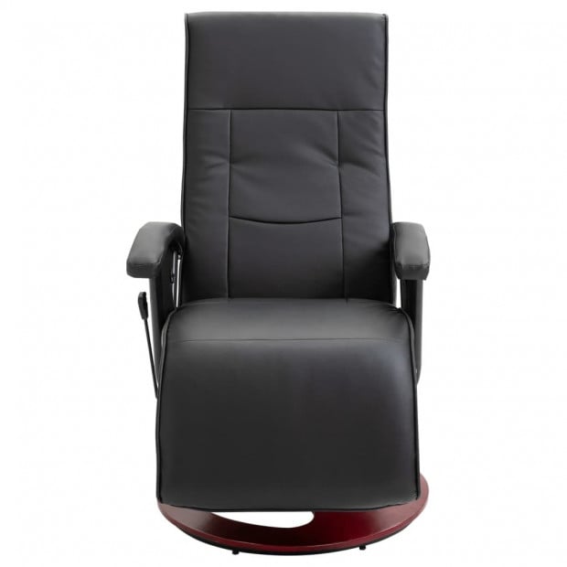 Swivel Tv Armchair Black Faux Leather Image 3