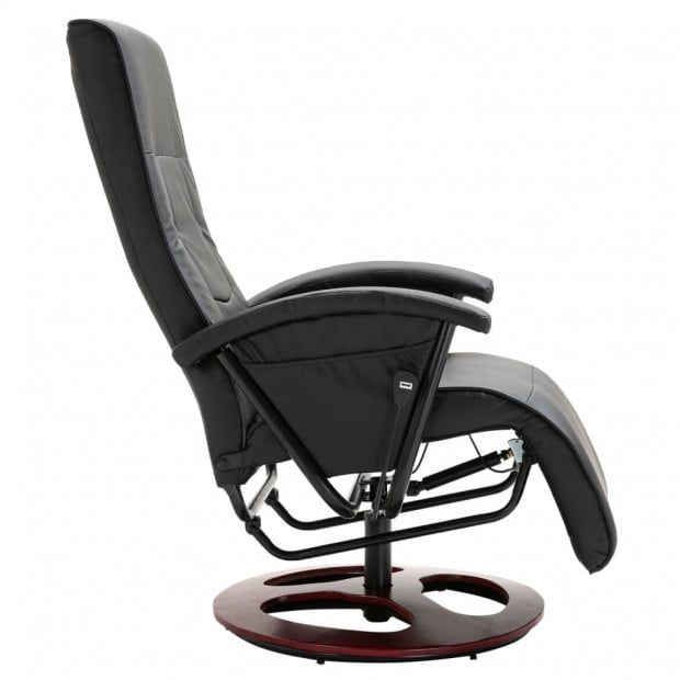 Swivel Tv Armchair Black Faux Leather Image 4