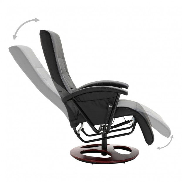 Swivel Tv Armchair Black Faux Leather Image 6