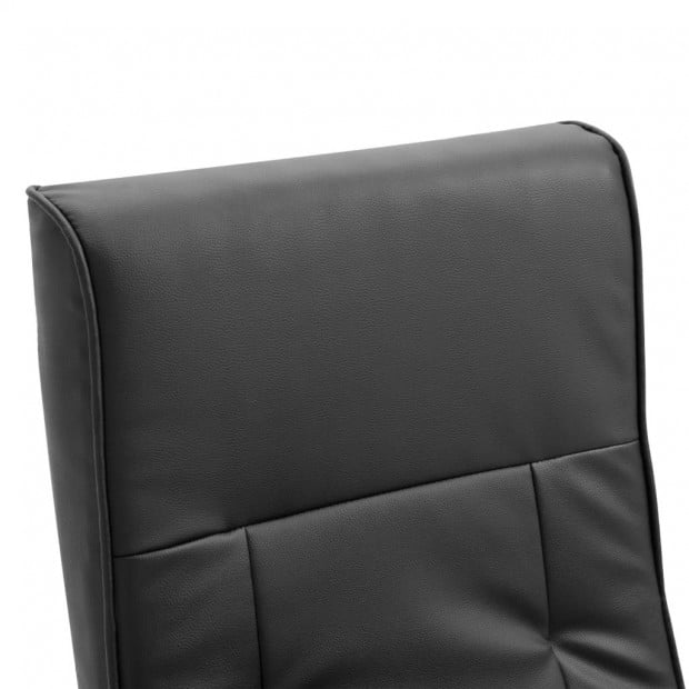 Swivel Tv Armchair Black Faux Leather Image 8