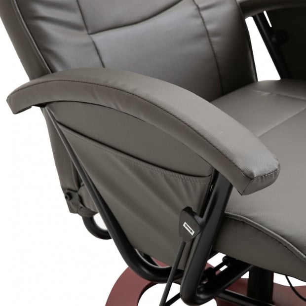 Swivel Tv Armchair Grey Faux Leather Image 7
