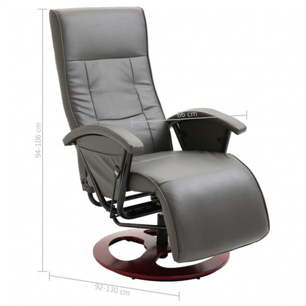 Swivel Tv Armchair Grey Faux Leather Image 9