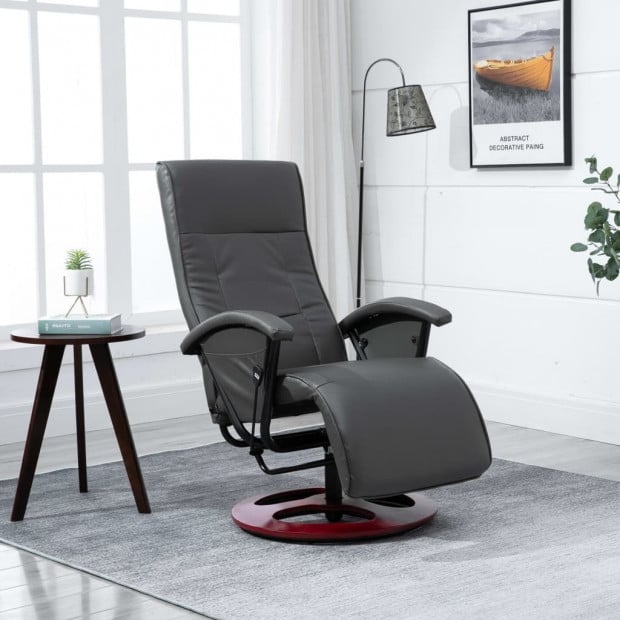Swivel Tv Armchair Grey Faux Leather Image 2