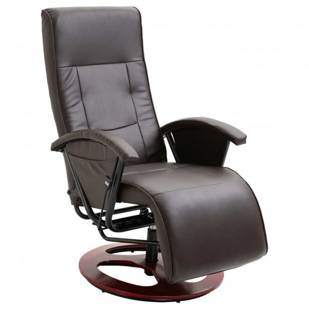 Swivel Tv Armchair Brown Faux Leather