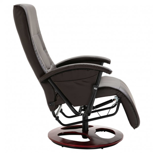 Swivel Tv Armchair Brown Faux Leather Image 4