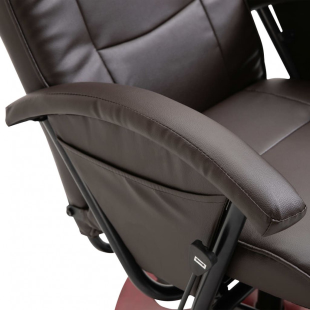 Swivel Tv Armchair Brown Faux Leather Image 7