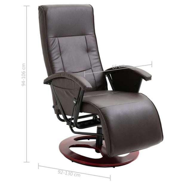 Swivel Tv Armchair Brown Faux Leather Image 9