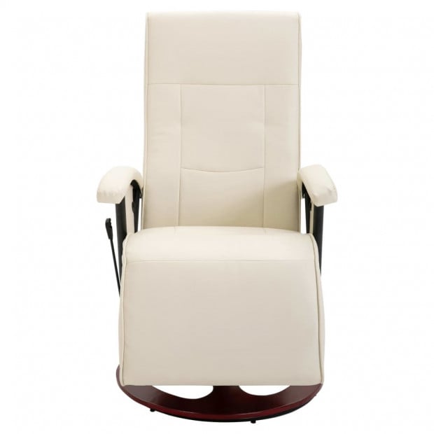 Swivel Tv Armchair Cream Faux Leather Image 3