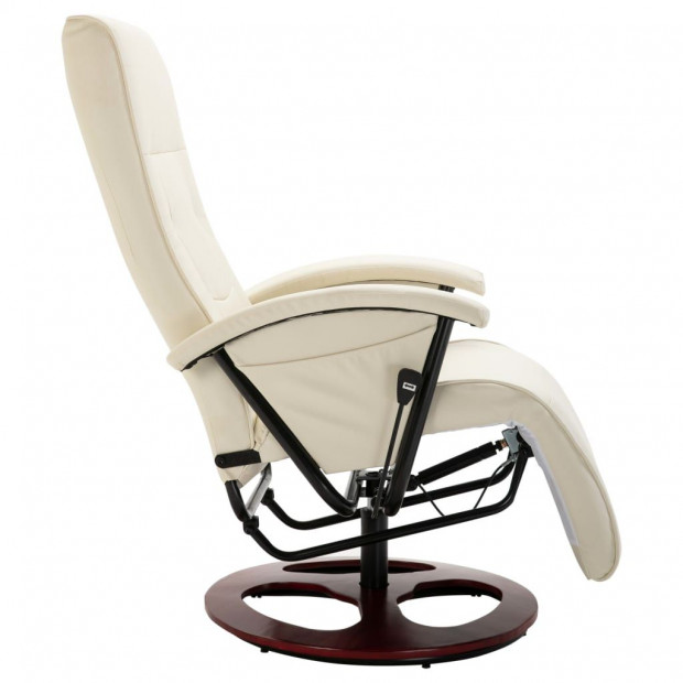 Swivel Tv Armchair Cream Faux Leather Image 4