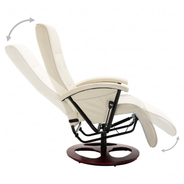 Swivel Tv Armchair Cream Faux Leather Image 6
