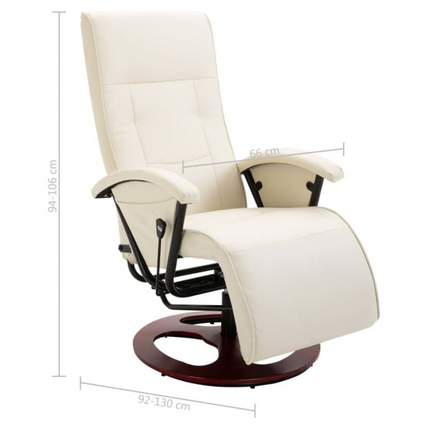 Swivel Tv Armchair Cream Faux Leather Image 9
