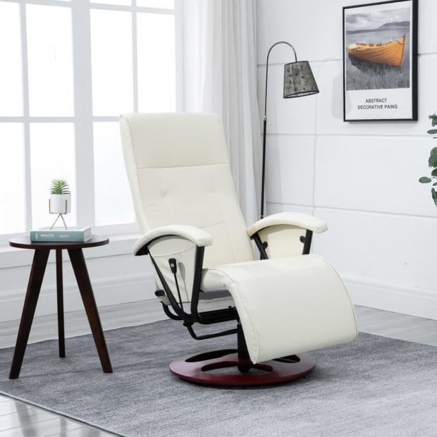 Swivel Tv Armchair Cream Faux Leather Image 2