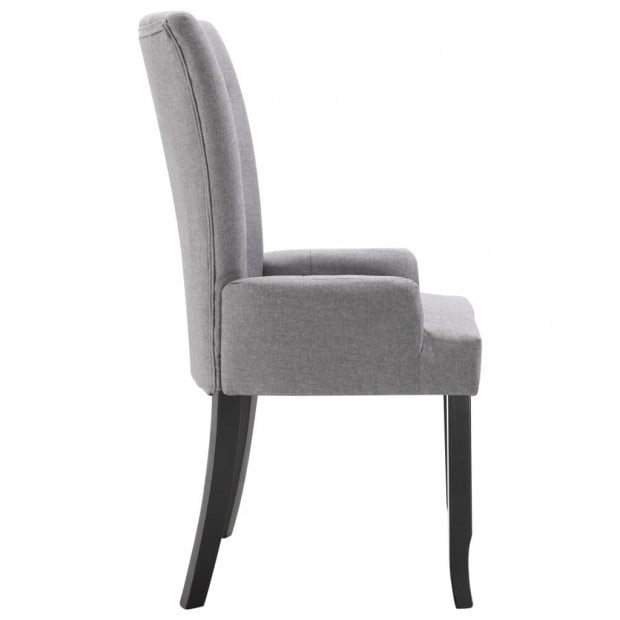 Dining Chair With Armrests Light Grey Fabric Image 4