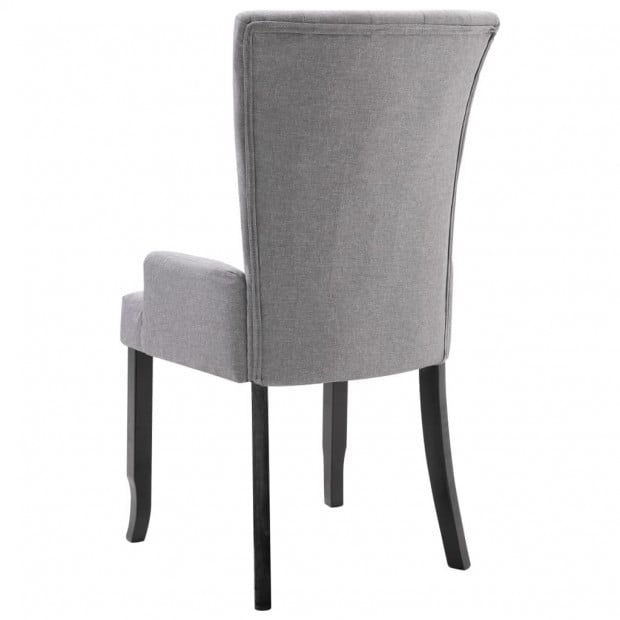 Dining Chair With Armrests Light Grey Fabric Image 5