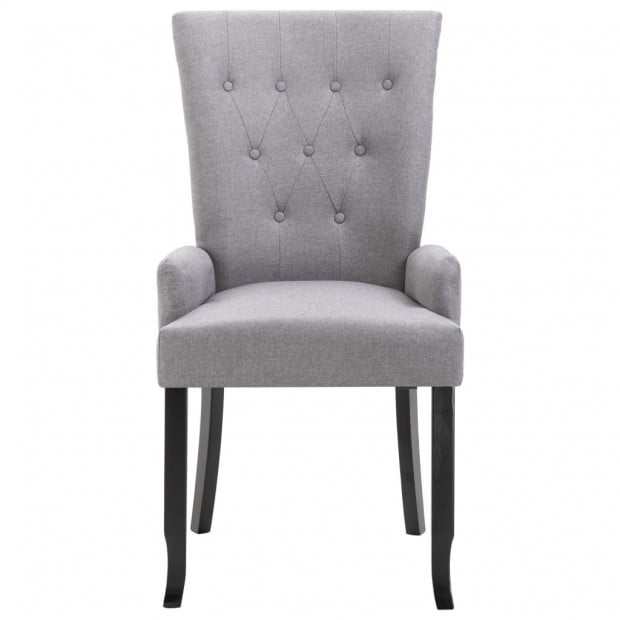 Dining Chair With Armrests Light Grey Fabric Image 6