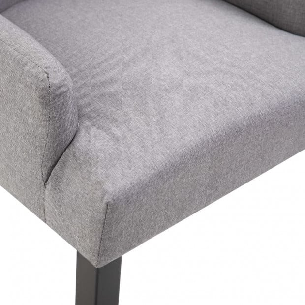 Dining Chair With Armrests Light Grey Fabric Image 7