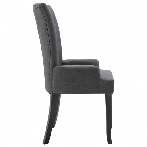 Dining Chair With Armrests Dark Grey Fabric Image 5