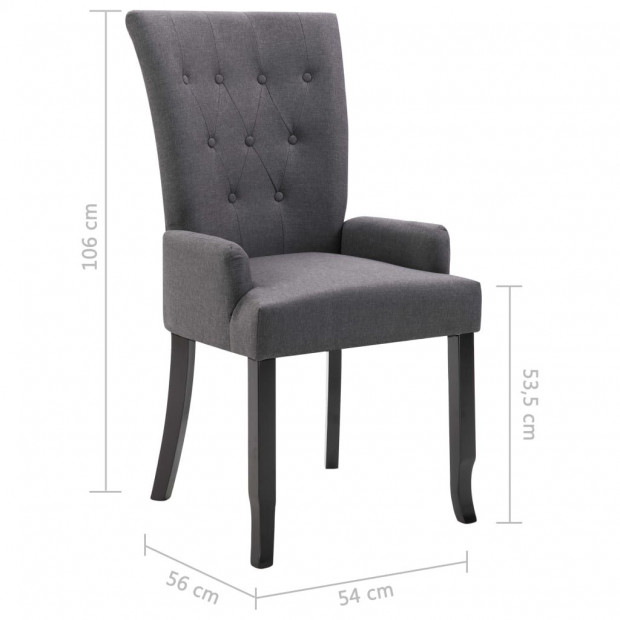 Dining Chair With Armrests Dark Grey Fabric Image 8